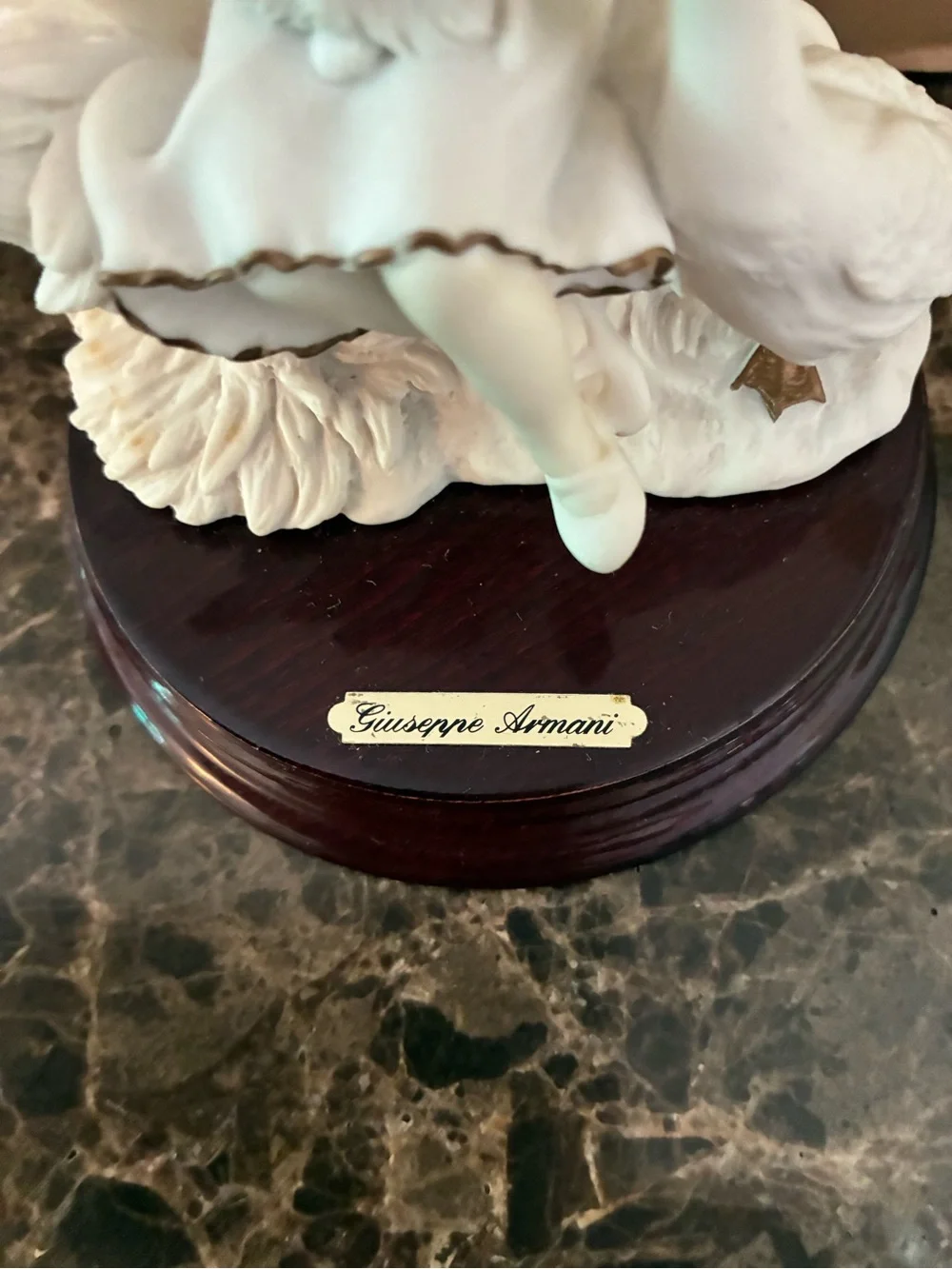 Giuseppe Armani Porcelain Girl with Dog and Goose - White with Gold Trim